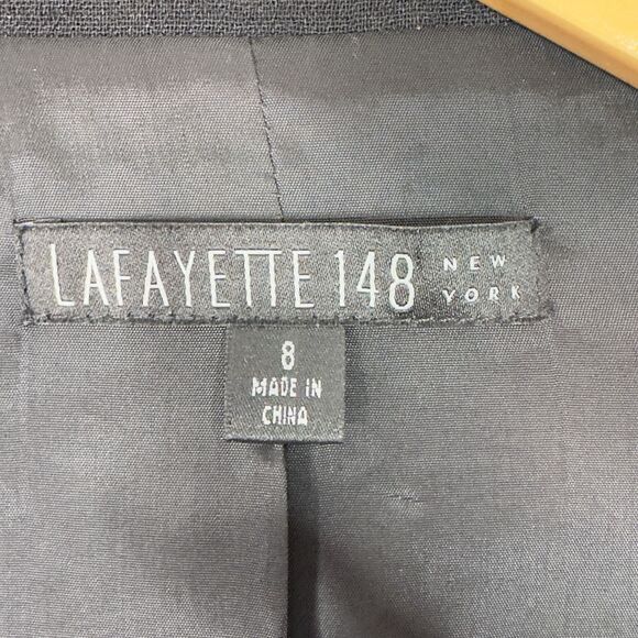 Lafayette 148 New York Wool Silk Blazer Jacket Black Size 8 Career Classic - Picture 10 of 14
